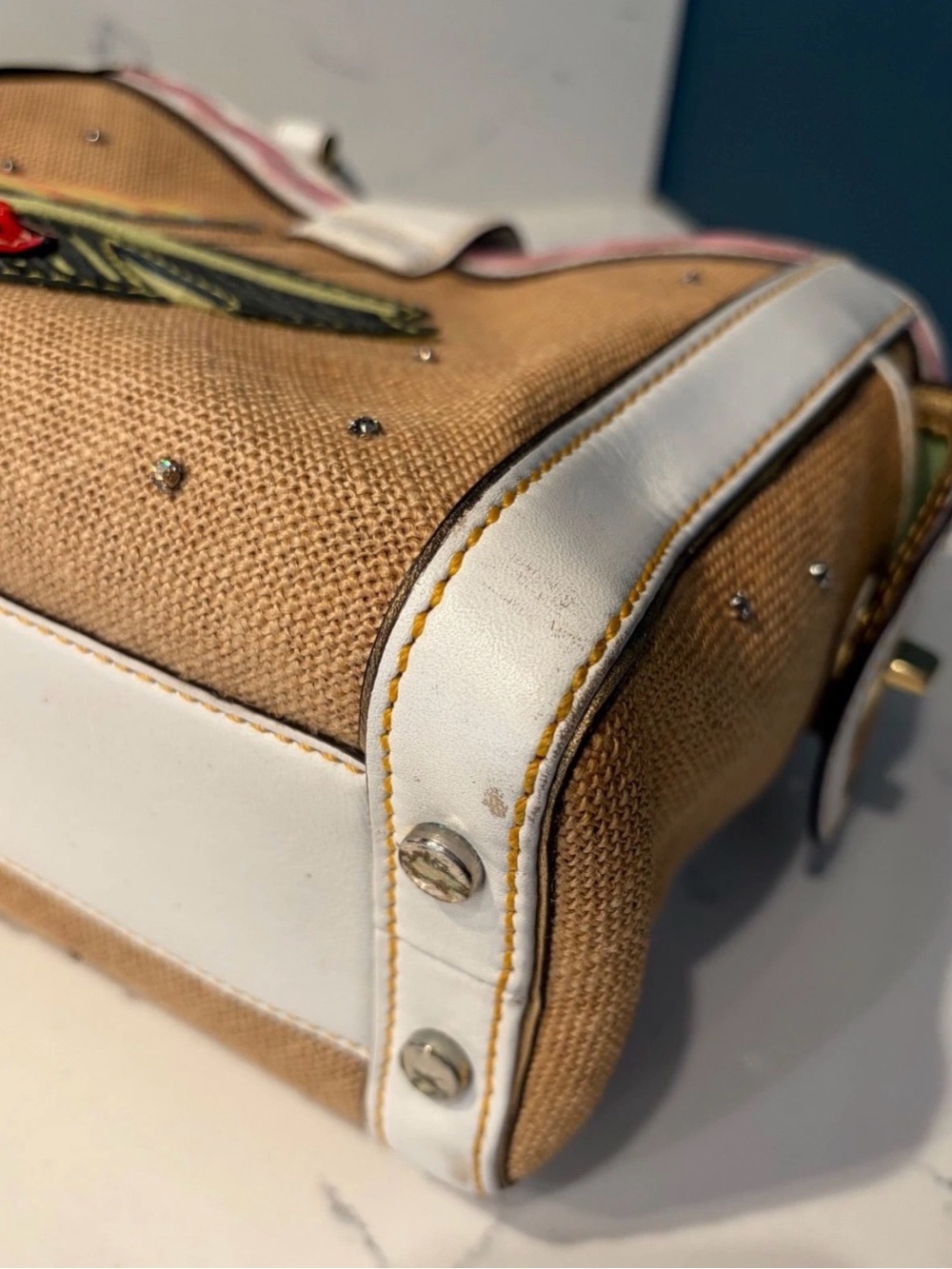 Coach Limited Edition Satchel Tropical Leaf Ladybug Appliqué Vintage RARE - Picture 12 of 14